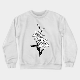 Black and White Lily Flowers Crewneck Sweatshirt